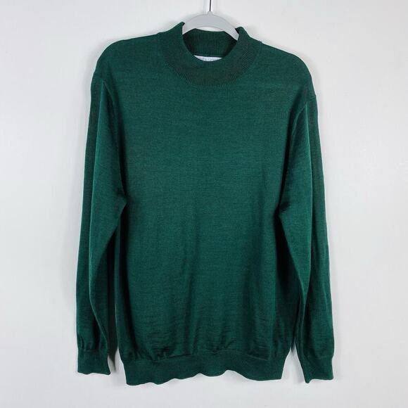 Linea Uomo Size Medium Wool Blend Mock Neck Pullover Sweater Forest Green - Picture 1 of 4